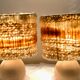 Vintage table lamps wood and wool, France 60s