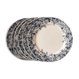 Sarreguemines and Digoin set of 6 dinner plates model Récamier