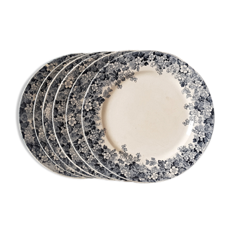 Sarreguemines and Digoin set of 6 dinner plates model Récamier