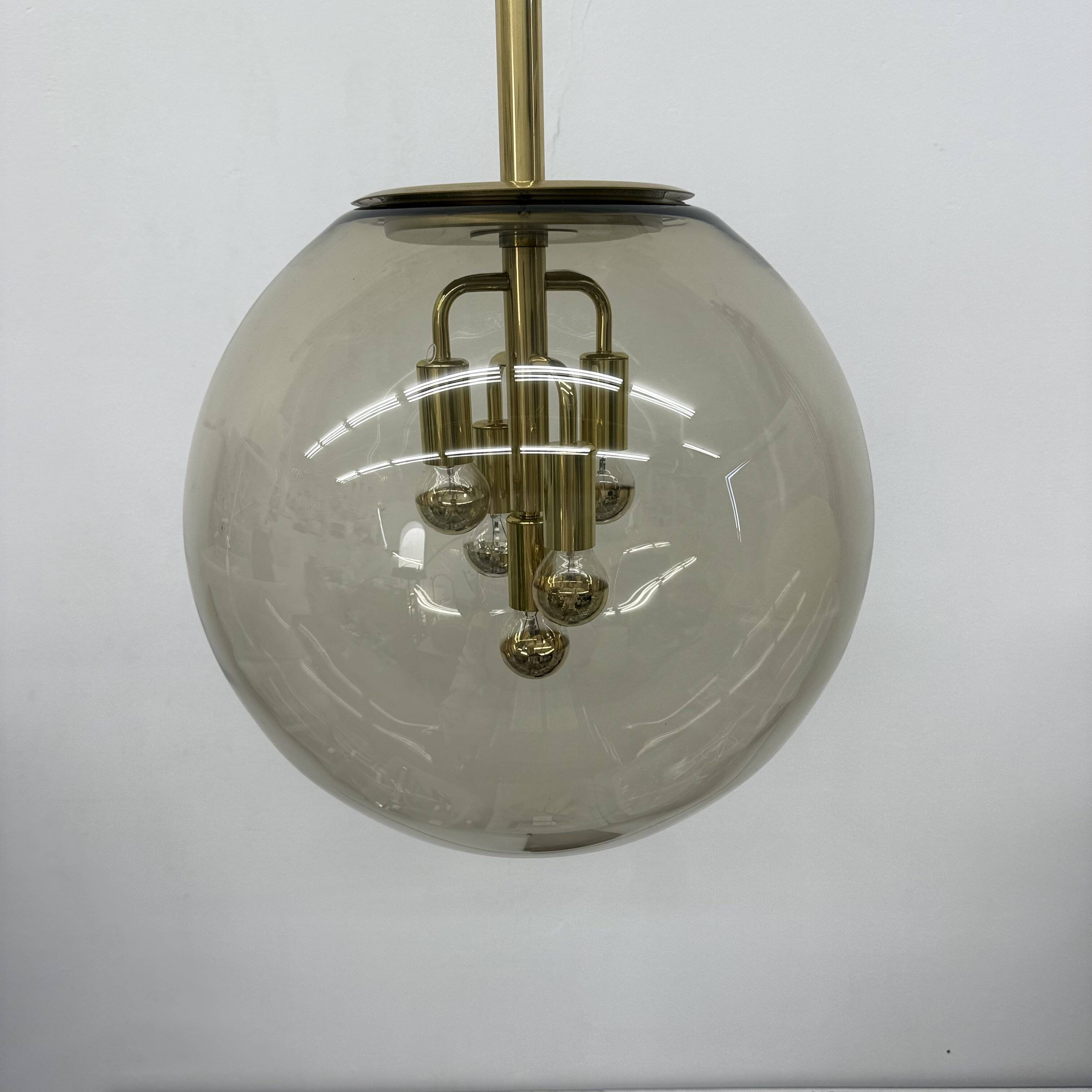 Doria Leuchten globe glass hanging lamp , 1970s