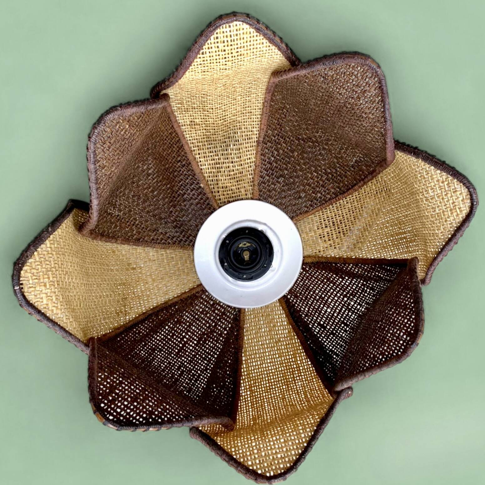 Vintage lotus flower pendant in two-tone braided rope