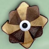 Vintage lotus flower pendant in two-tone braided rope