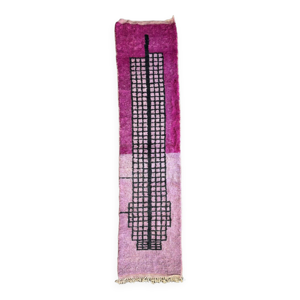 Tapis berbere violet en laine neuf 75x355