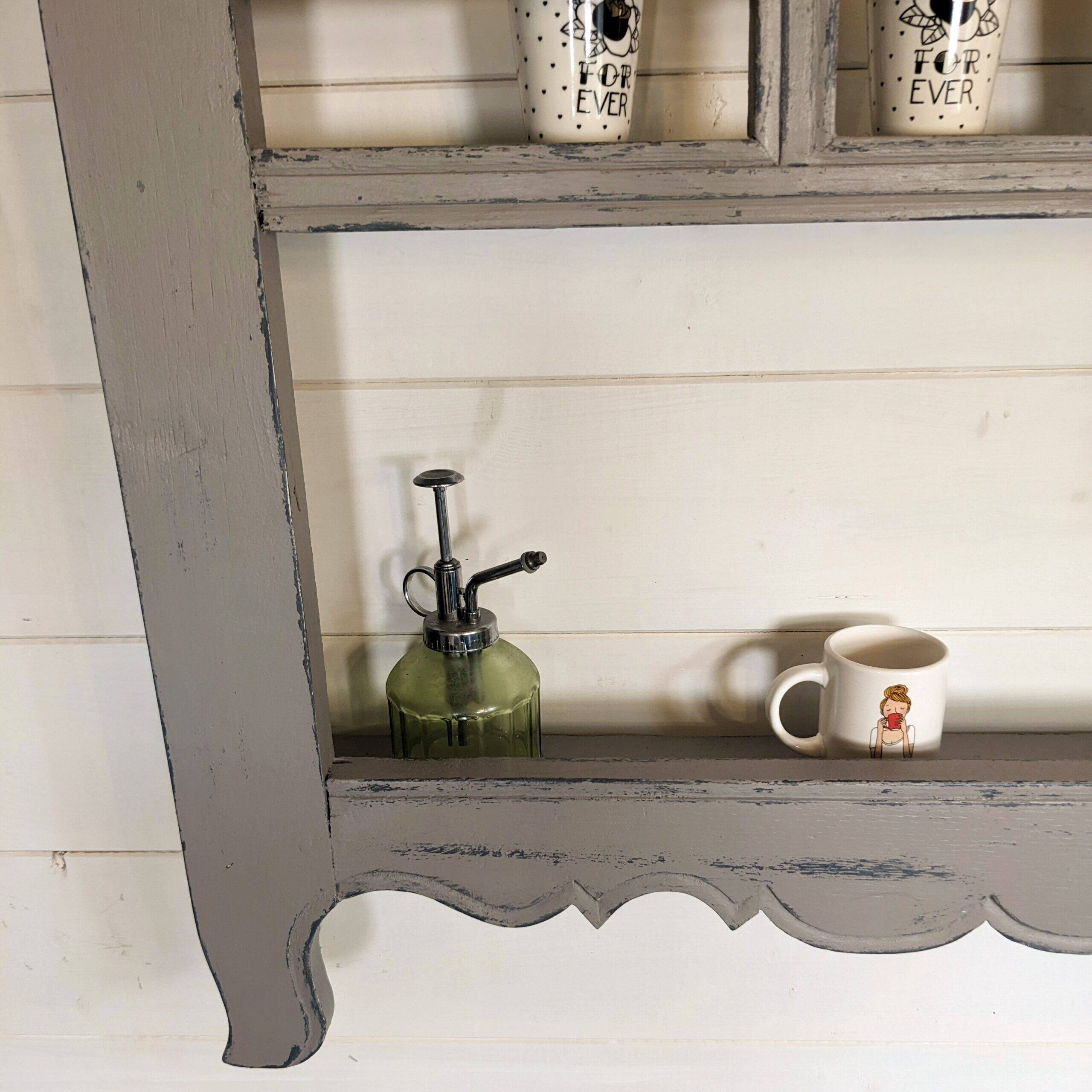 Grey solid wood wall shelf