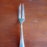 12 silver-plated metal condiment forks for shellfish by Christofle, Albi model.