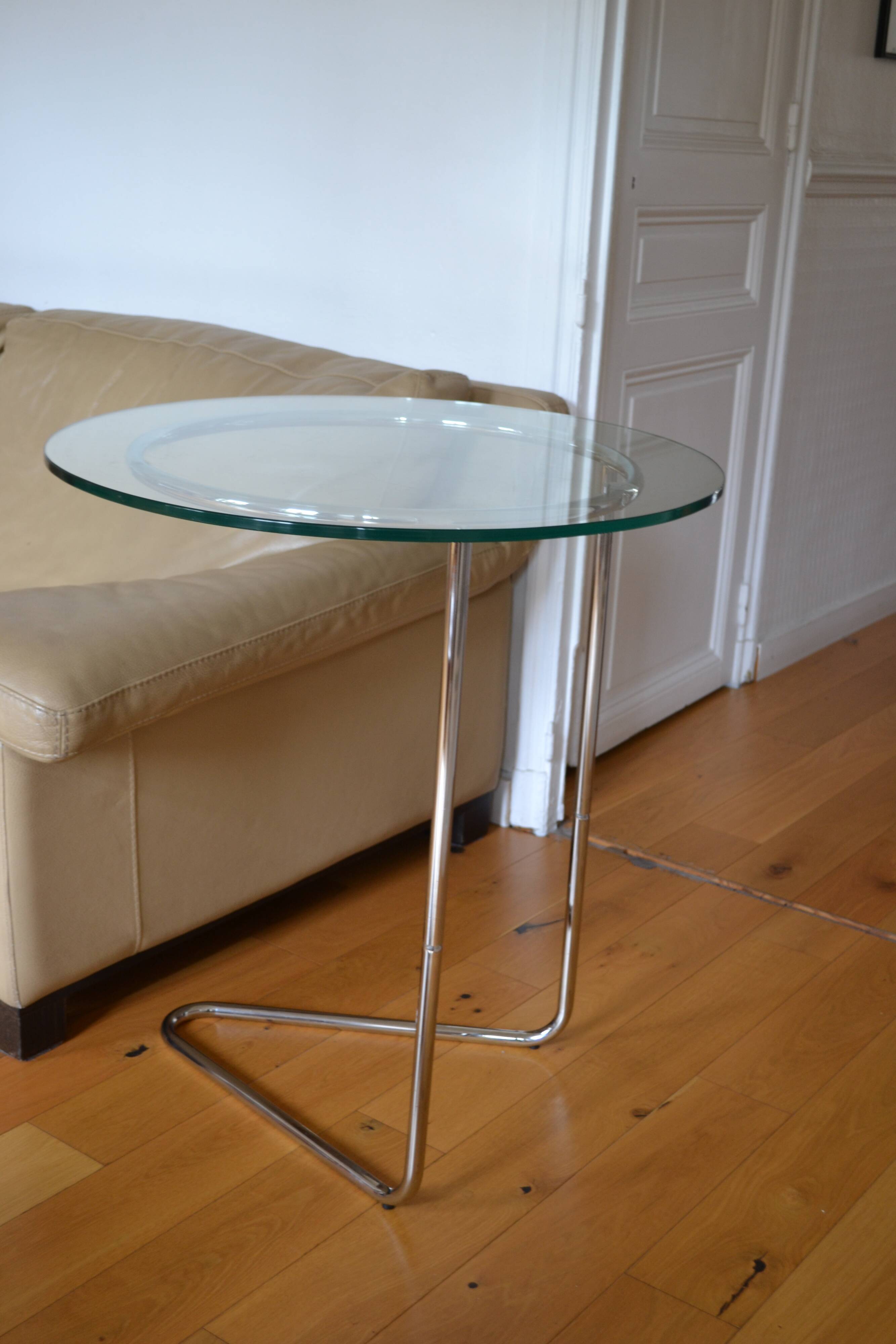 Side table or end table vintage metal and glass