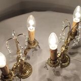 Classic bronze and crystal sconces. France 1950s.