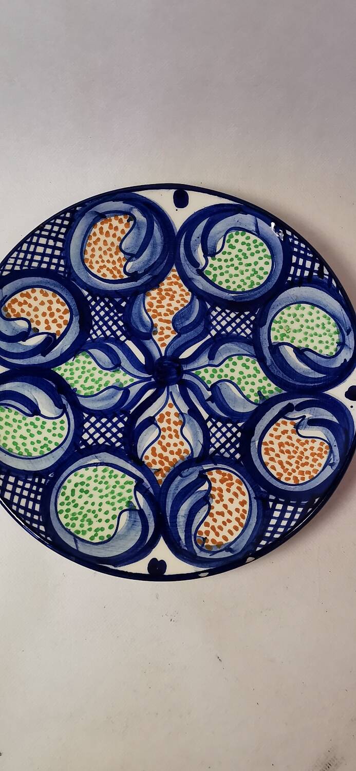 Spanish hand painted ceramic wall plate