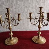 Pair of bronze candlesticks, 5 branches, half XXth period.