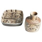 Scandinavian Modern Plate and Vase, ceramic, "Baca", Fajance, by Nils Thorsson f