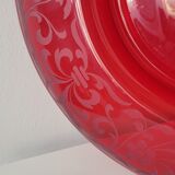 round centerpiece in engraved red glass