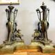 Pair of very large castle andirons in gilded bronze from the Napoleon III period