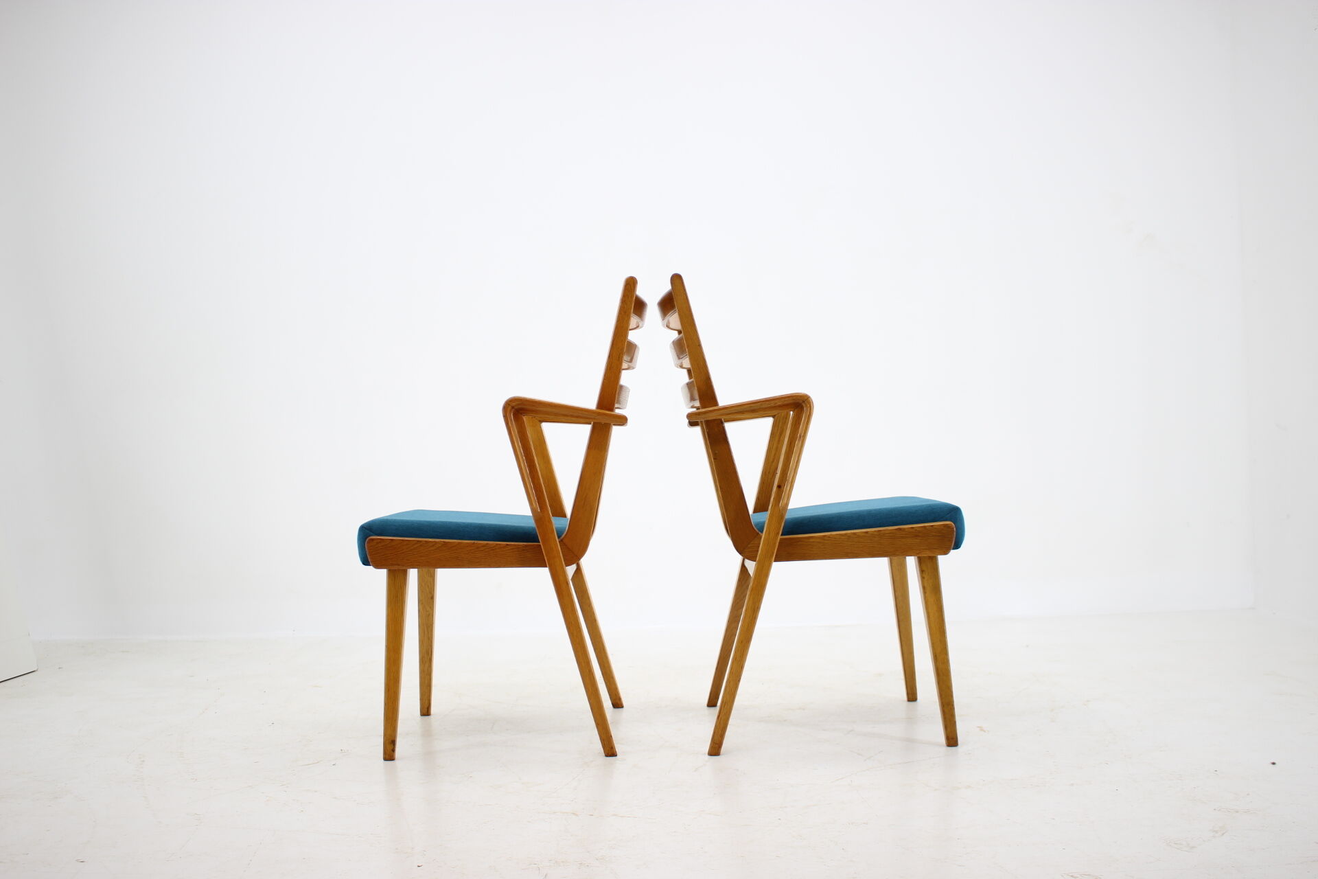 1960s Set of Four Oak Dining Chairs, Czechoslovakia