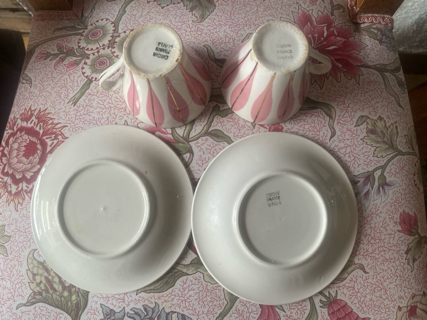 Set of 2 vintage Digoin coffee cups