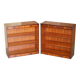 Pair of open low bookshelves Shaws of London in hardwood.