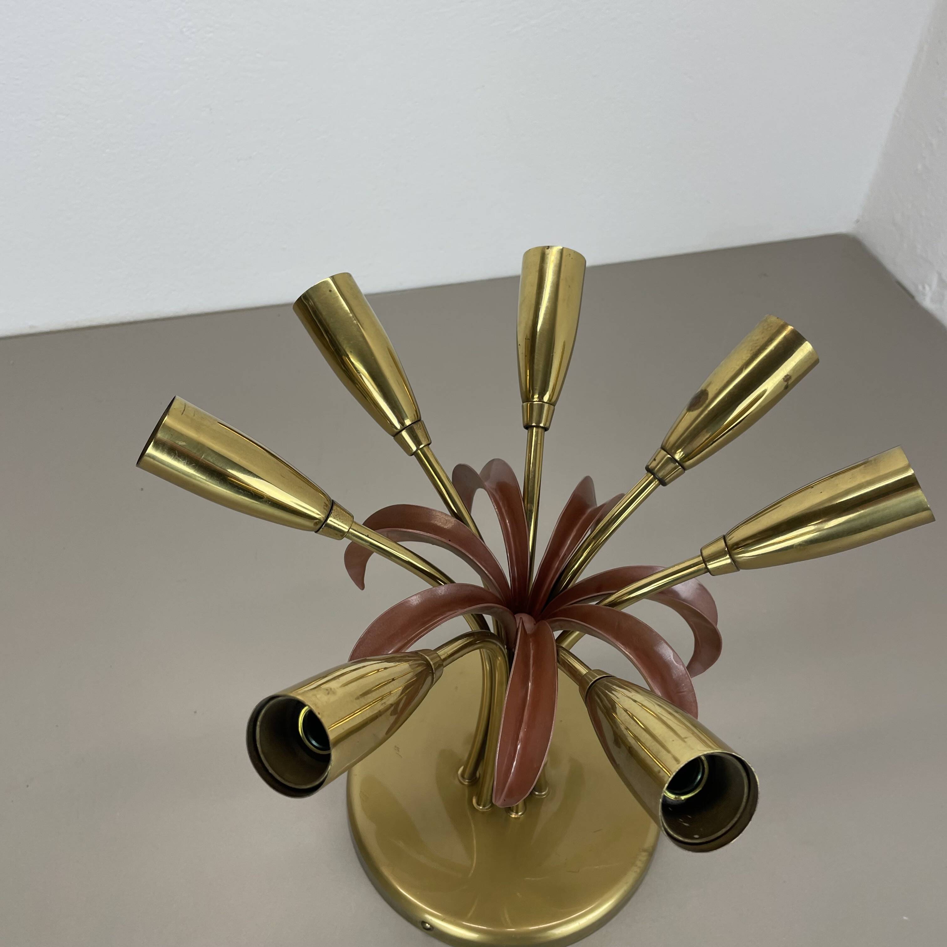 Brass Italian Stilnovo Style Theatre Ceiling Light Flush Mount, Italy, 1950