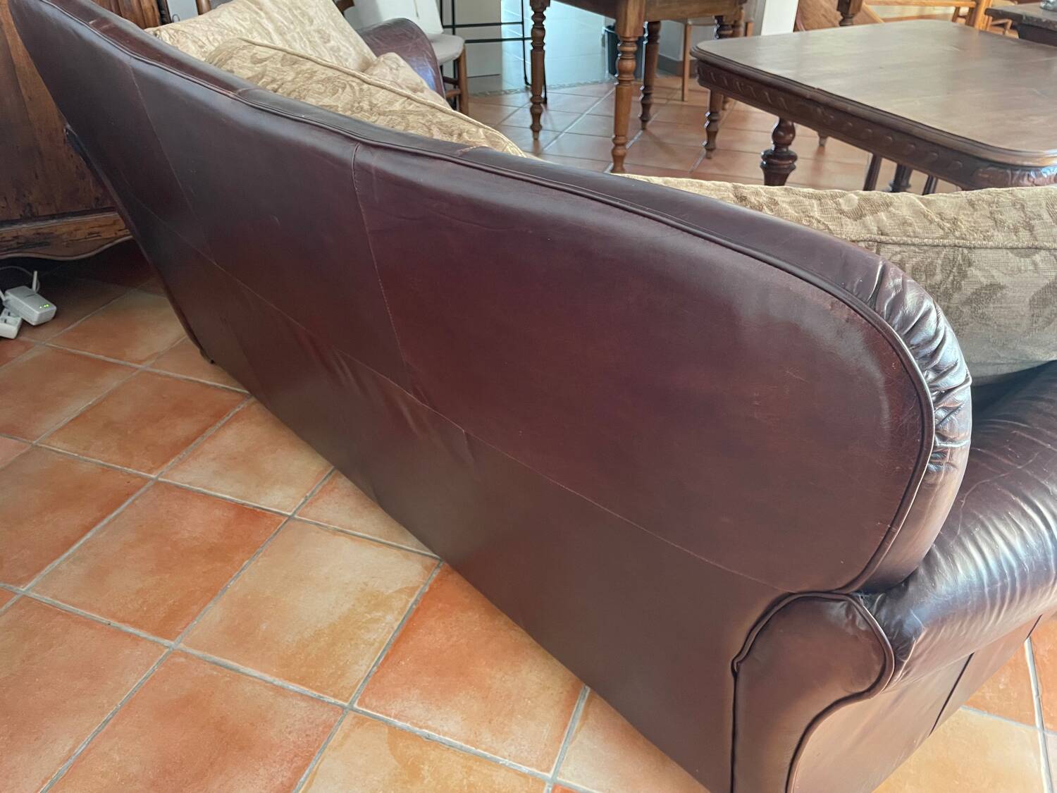 Leather and fabric sofa