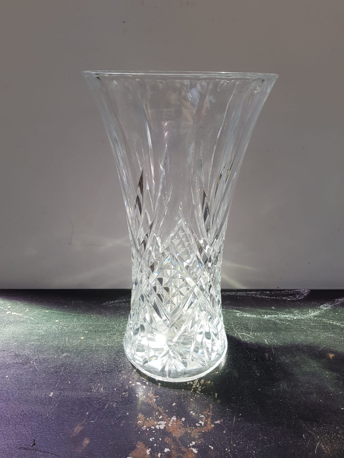 Old vase crystal carved decoration chisled vintage decoration