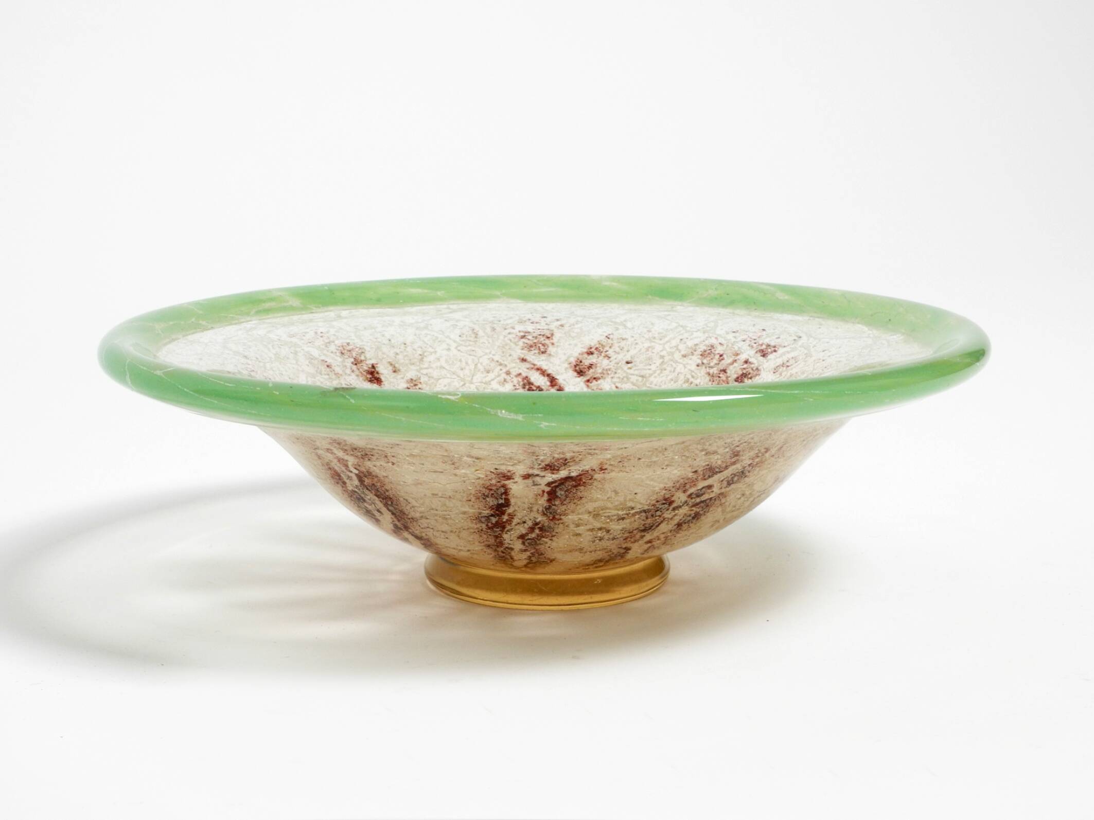 Three large colored 1930s glass bowls by Karl Wiedmann for WMF Ikora