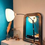 Lampe vintage 1970 arc structure acier chromé et pied en marbre