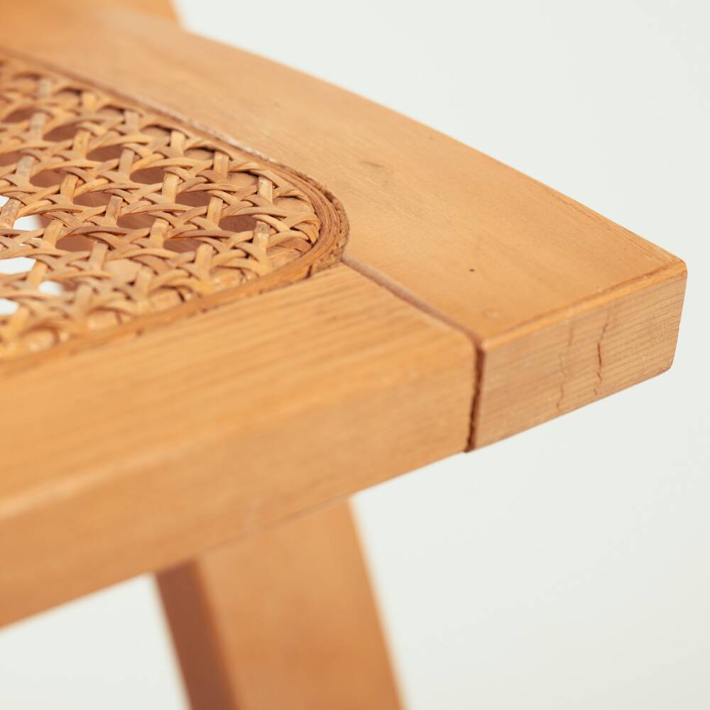Gijs Bakker folding lounge chair rattan webbing for Castelijn, 1970s