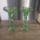 Pair of large Art Deco candlesticks / candle holders in moulded pressed glass.