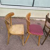 set of 6 mismatched vintage wooden bistro chairs