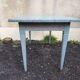 Antique table with spindle legs, patinated in celadon blue – solid wood – 19