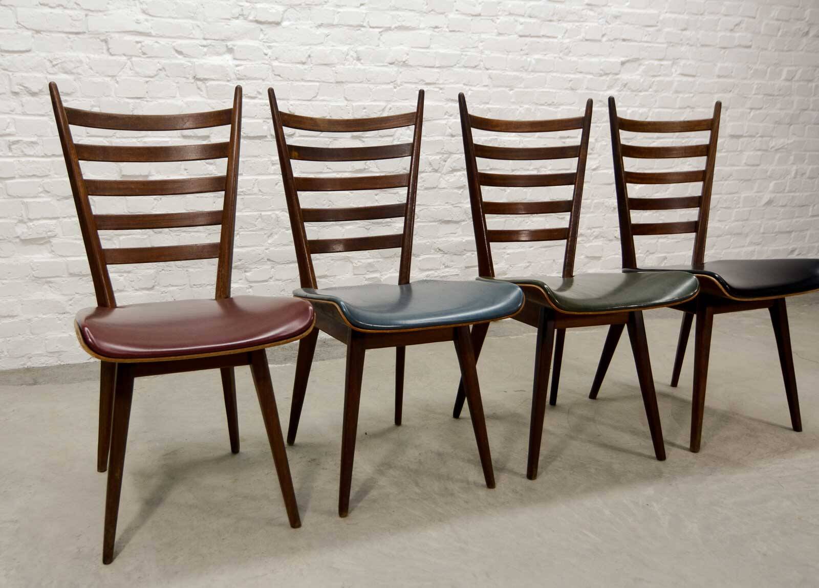 'Quattro Colori' Teak and Leatherette Dining Chairs