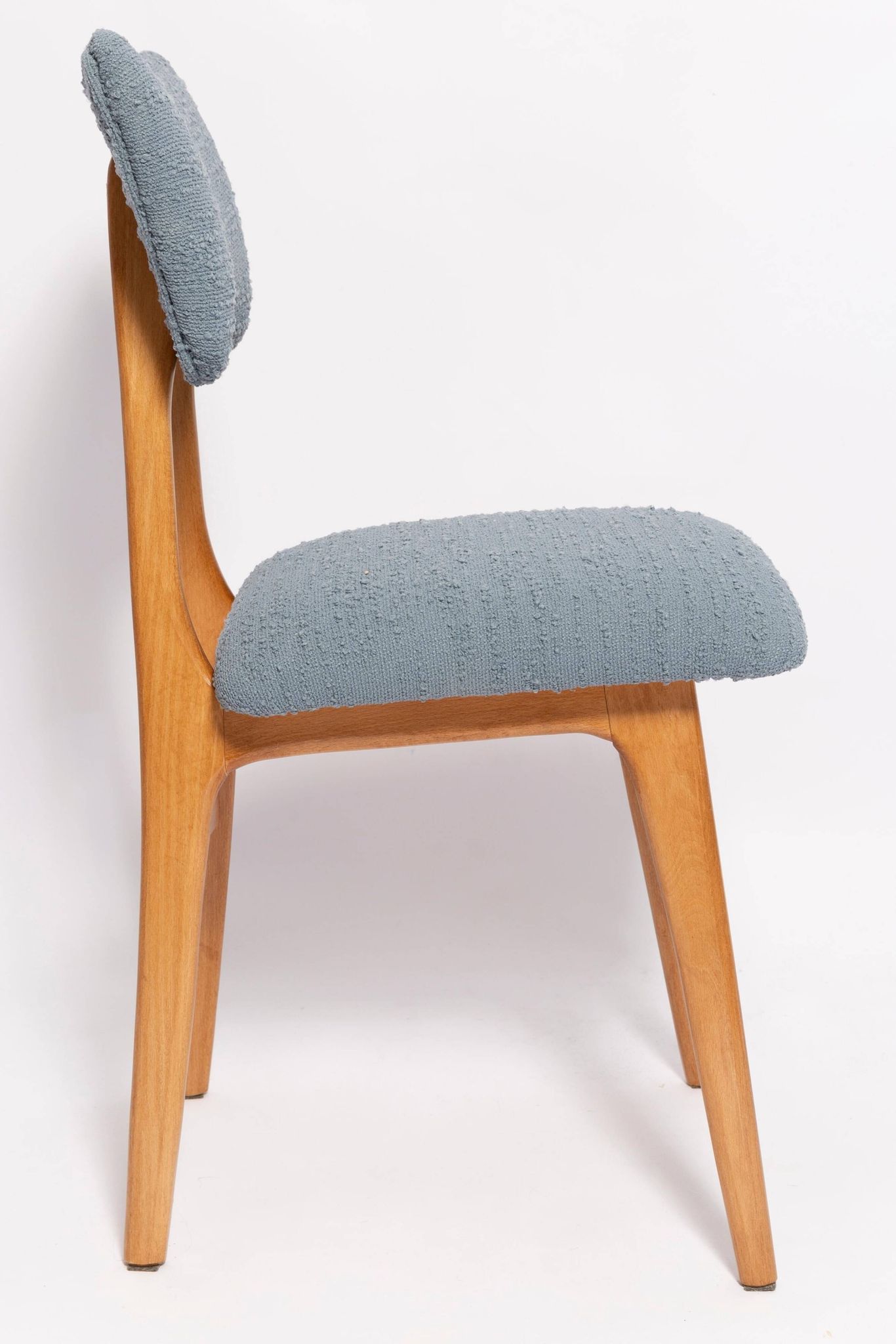Mid-century butterfly dining chair, grey bouclé, Europe, 1960s