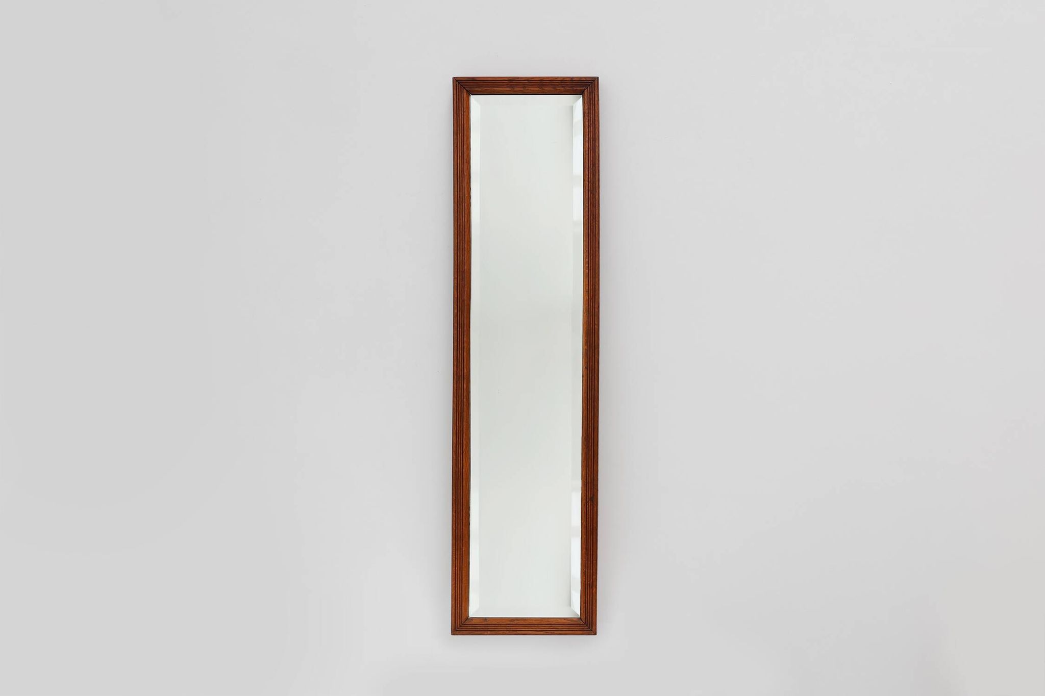 French art deco mirror with carved oak wooden frame, ca. 1930