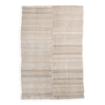 5x8 Beige & Cream Striped Kilim Rug, 160x234Cm