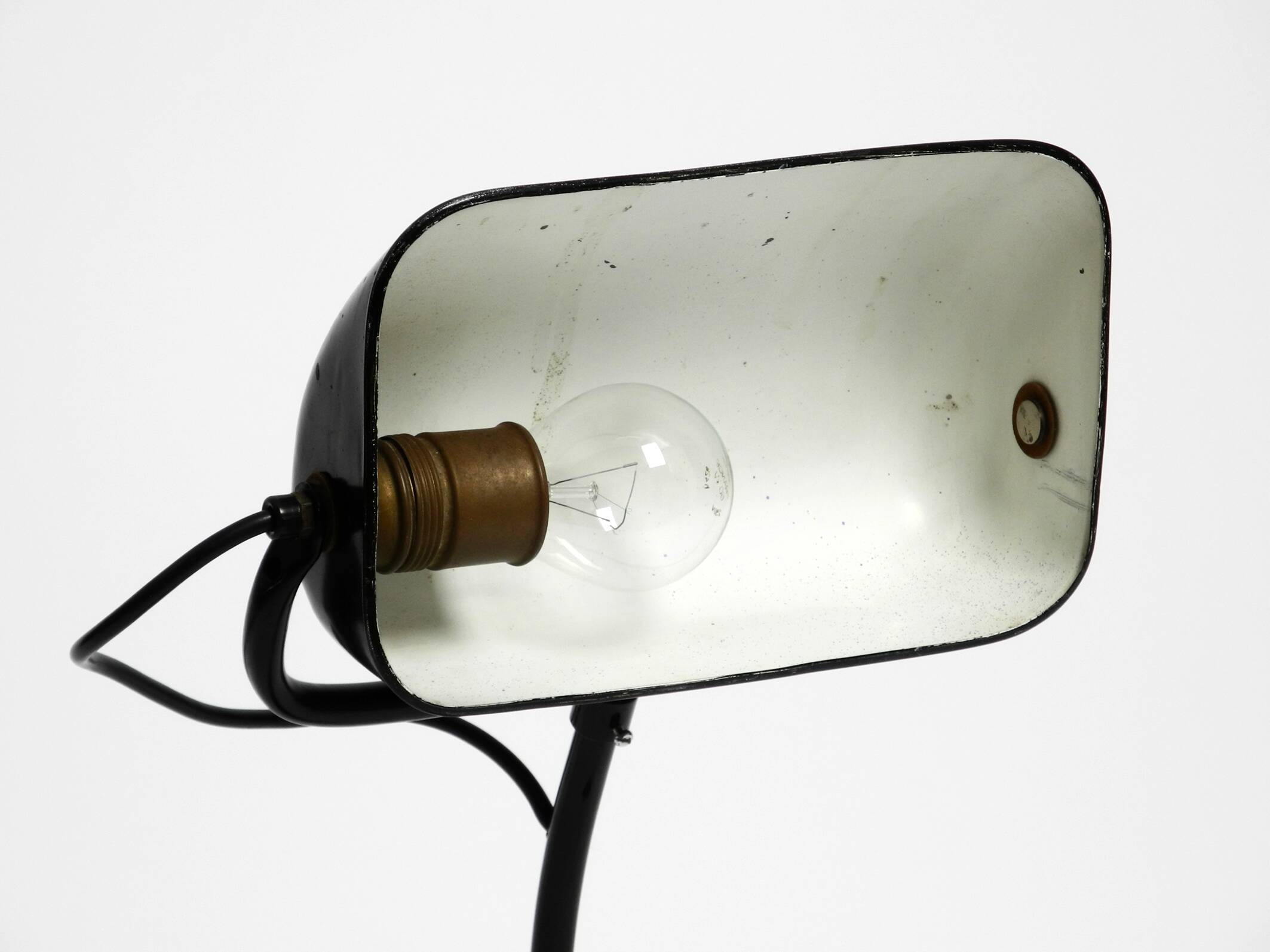 Original 1940s Kaiser Idell industrial metal table lamp model 6581 in black
