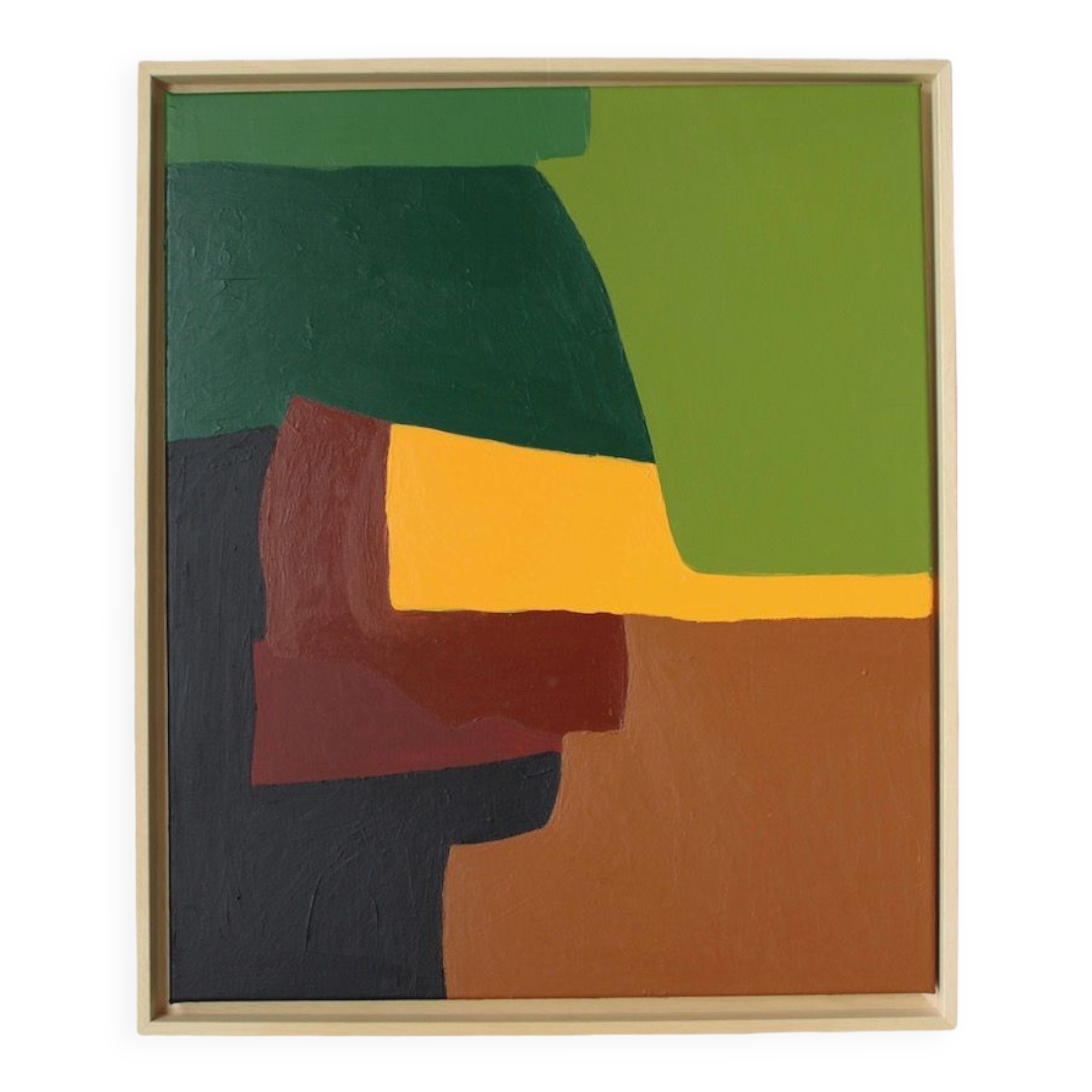 Palette of green, acrylic on canvas