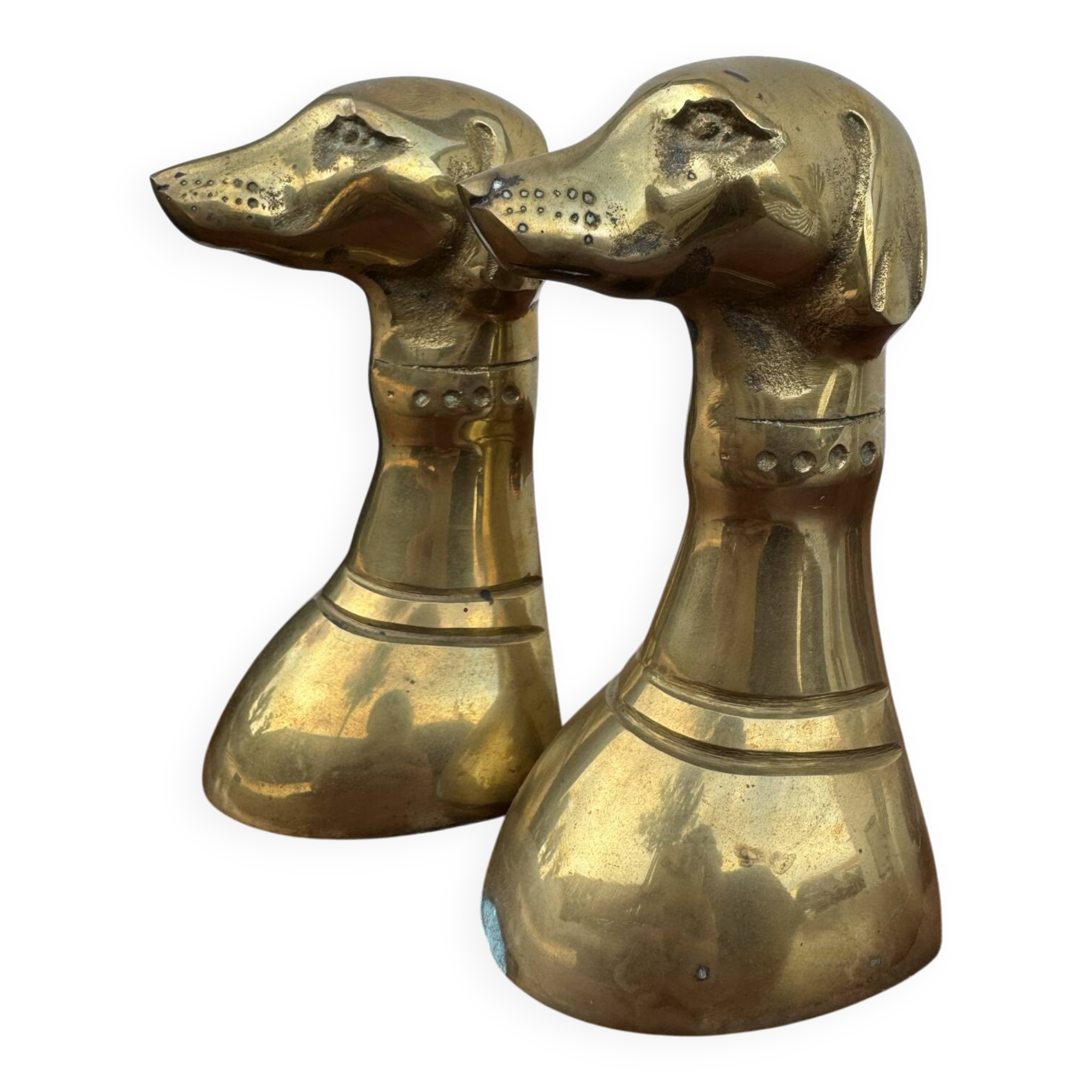 Dog bookends, solid brass, 1970s.