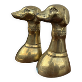Dog bookends, solid brass, 1970s.