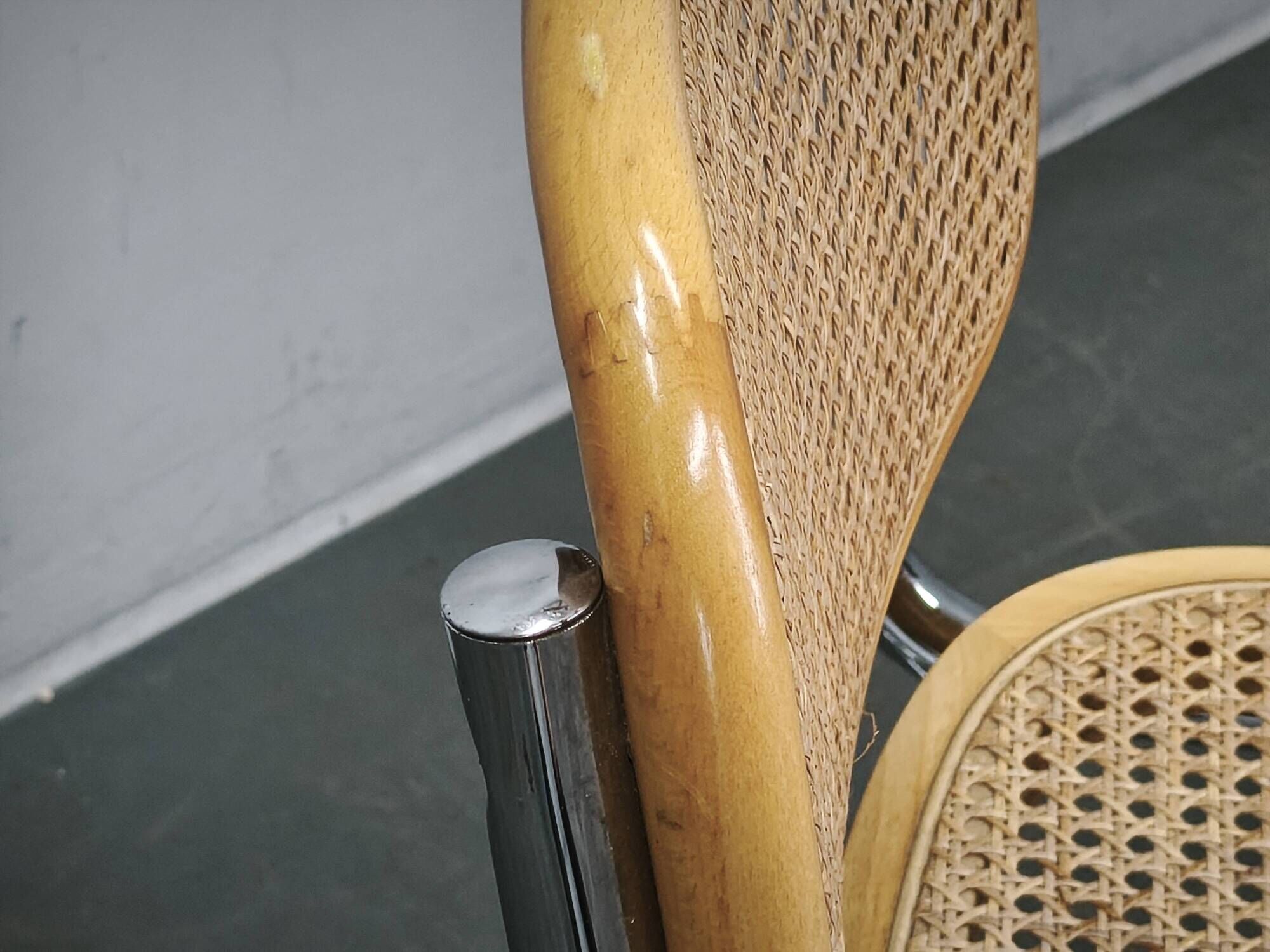 Italian Cesca B32 Style Cane and Chrome Cantilever Chair, 1970s