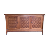 Vintage 1960 row in oak and oak marquetry