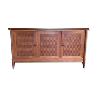 Vintage 1960 row in oak and oak marquetry