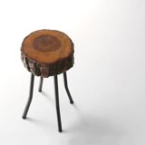 Mid‑Century Rustic French Tree Trunk Stool, France 1940s