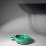 Set of 8 ceramic bowls with leaf decoration, signed Nissy Annecy, vintage