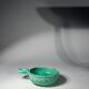 Set of 8 ceramic bowls with leaf decoration, signed Nissy Annecy, vintage