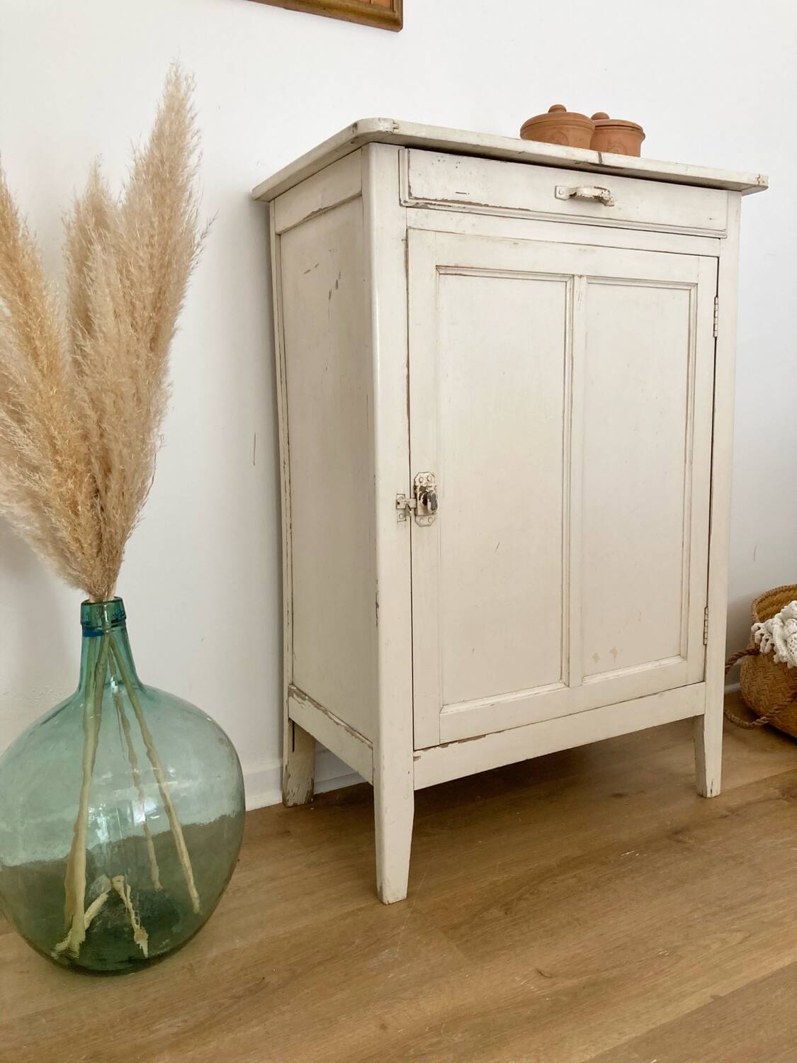 Antique patinated jam cupboard