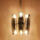 Glass and chrome suspension light in Fontana Arte style by Veca Murano, Italy.