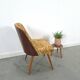 Bloemen stoel met bruin kunstleder vintage