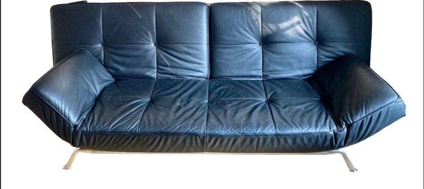SMALA black leather sofa by Ligne Roset