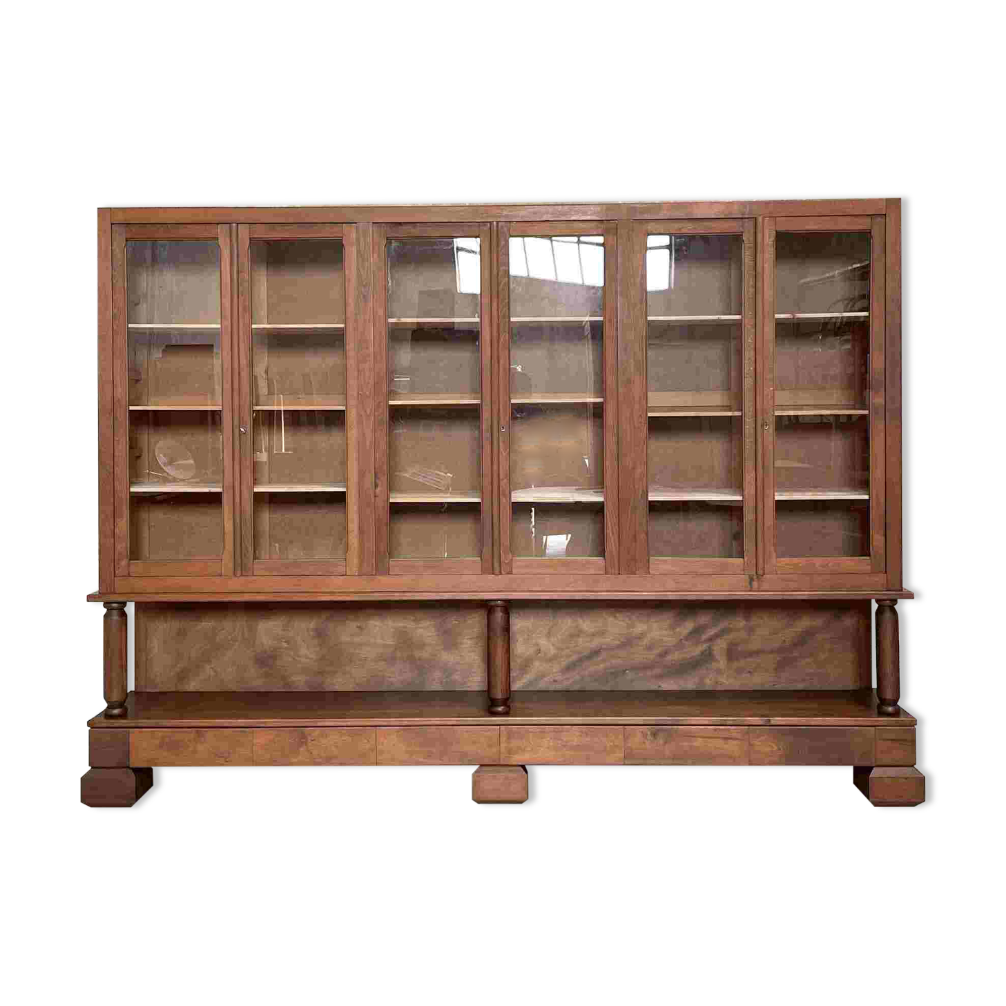 Solid wood display cabinet.