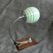 Table lamp or desk glass and vintage wood