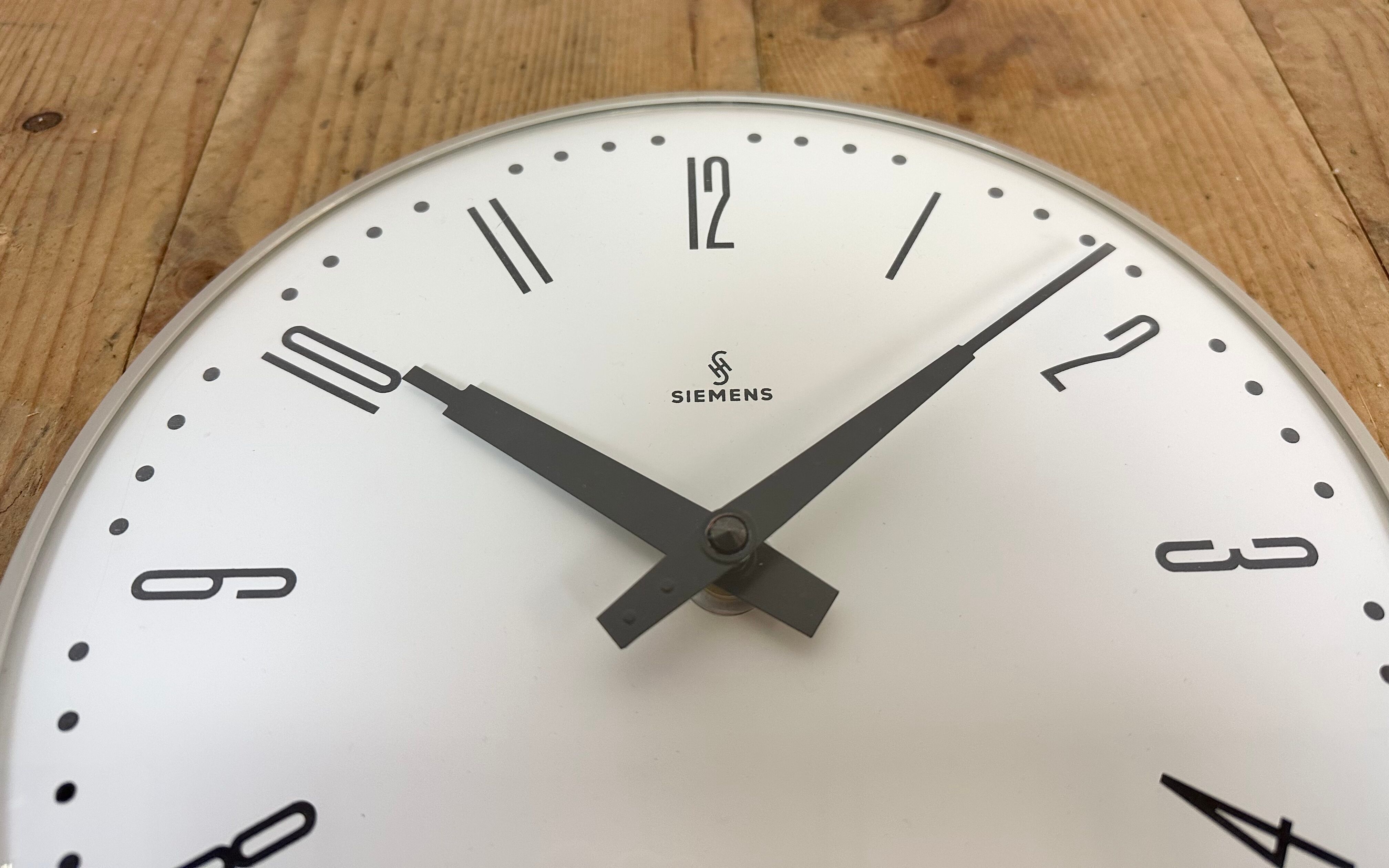 Grey Industrial Factory Wall Clock from Siemens, 1970s