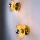 Pair of lotus flower wall sconces, mother-of-pearl petals & gilt brass, Italy, 1970s